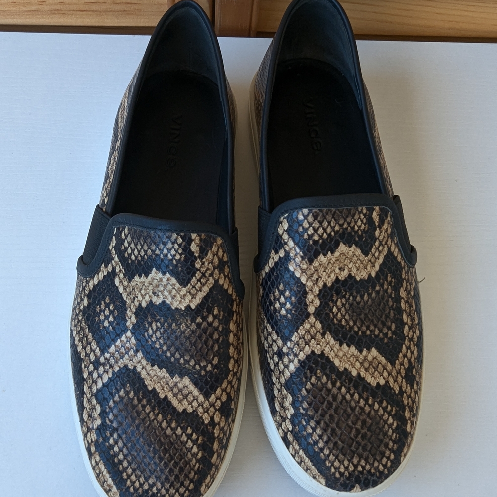 Vince Brown Snakeskin Loafers - Picture 2 of 9